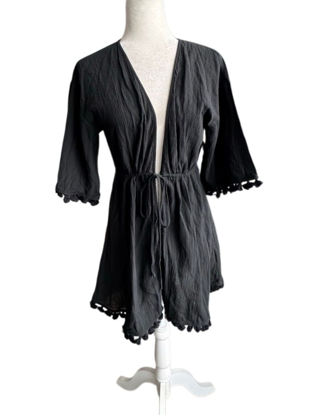 J. Crew Re-Imagined Black Swim 100% Cotton Coverup Swim Bikini Size XS